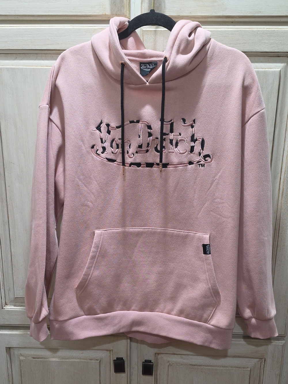 Von Dutch Pink Cheetah Embroidered Logo Hoodie
